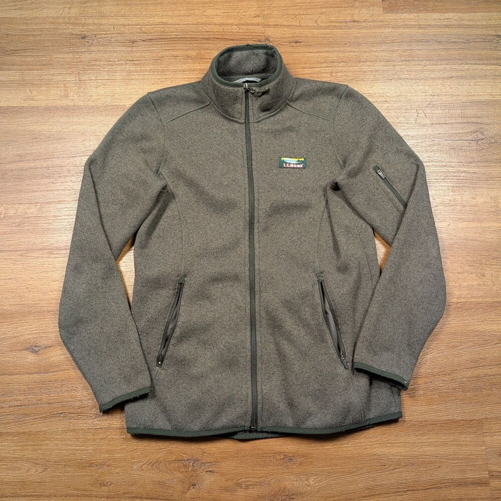 L.L. Bean Full Zip Fleece Jacket Women's XS Olive Green Outdoors Sweater